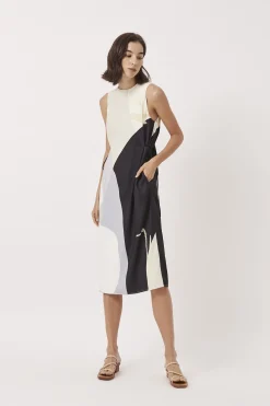 A Place To Be Pleat Shoulder Dress