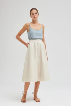 A-line Cotton Midi Skirt