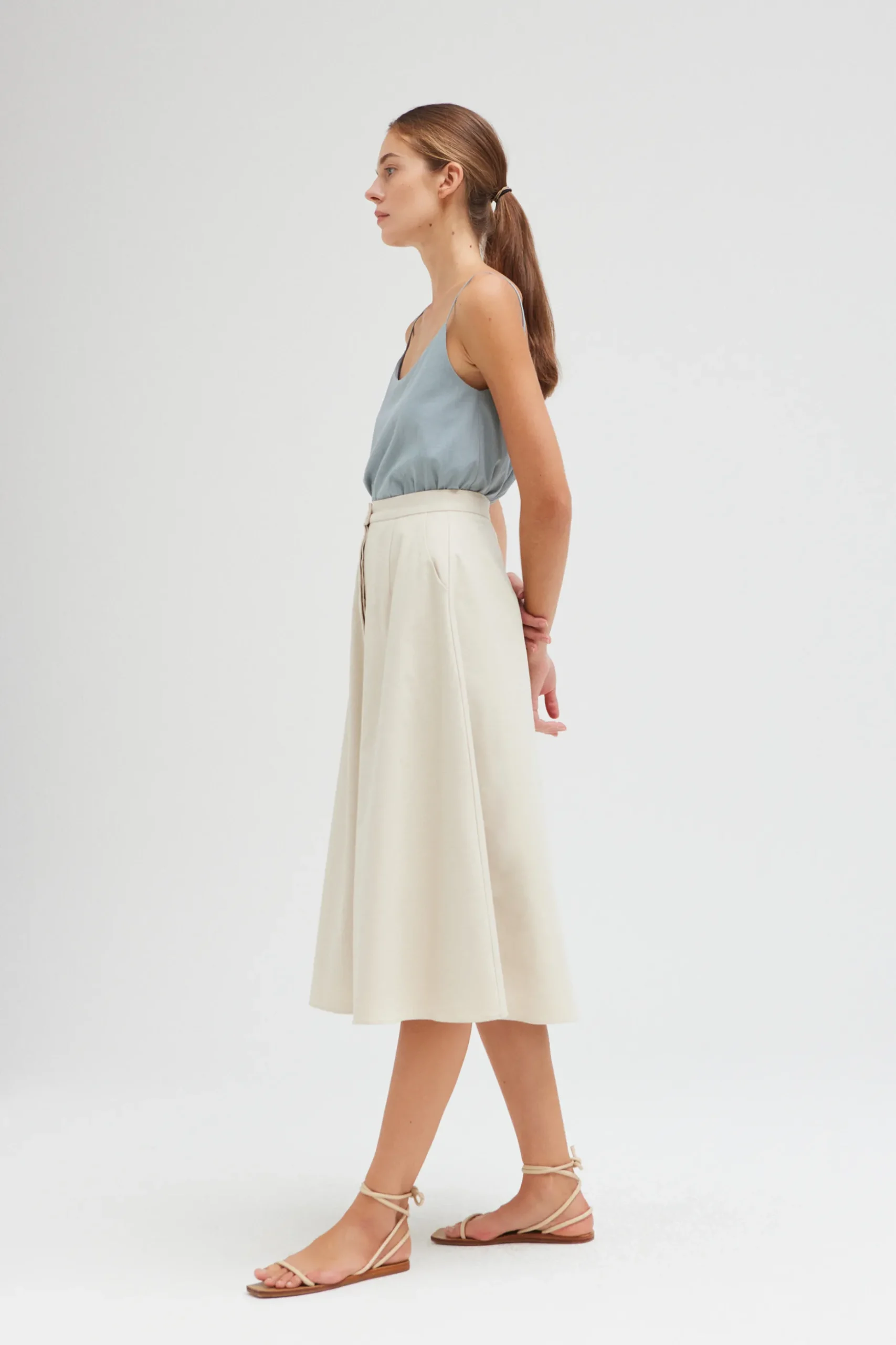 A-line Cotton Midi Skirt