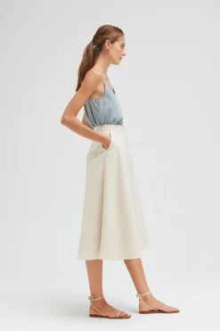 A-line Cotton Midi Skirt