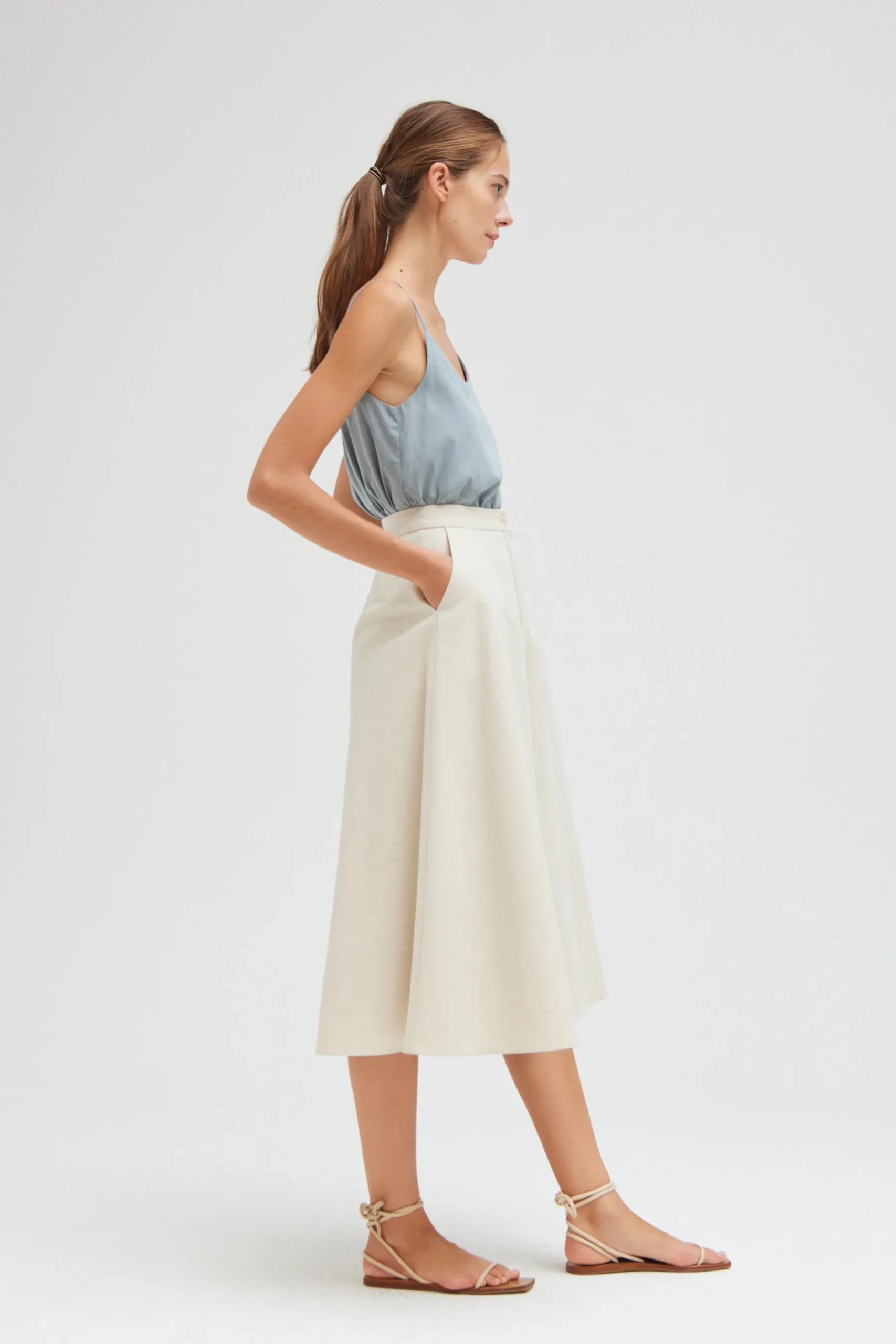 A-line Cotton Midi Skirt