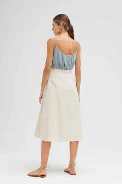 A-line Cotton Midi Skirt