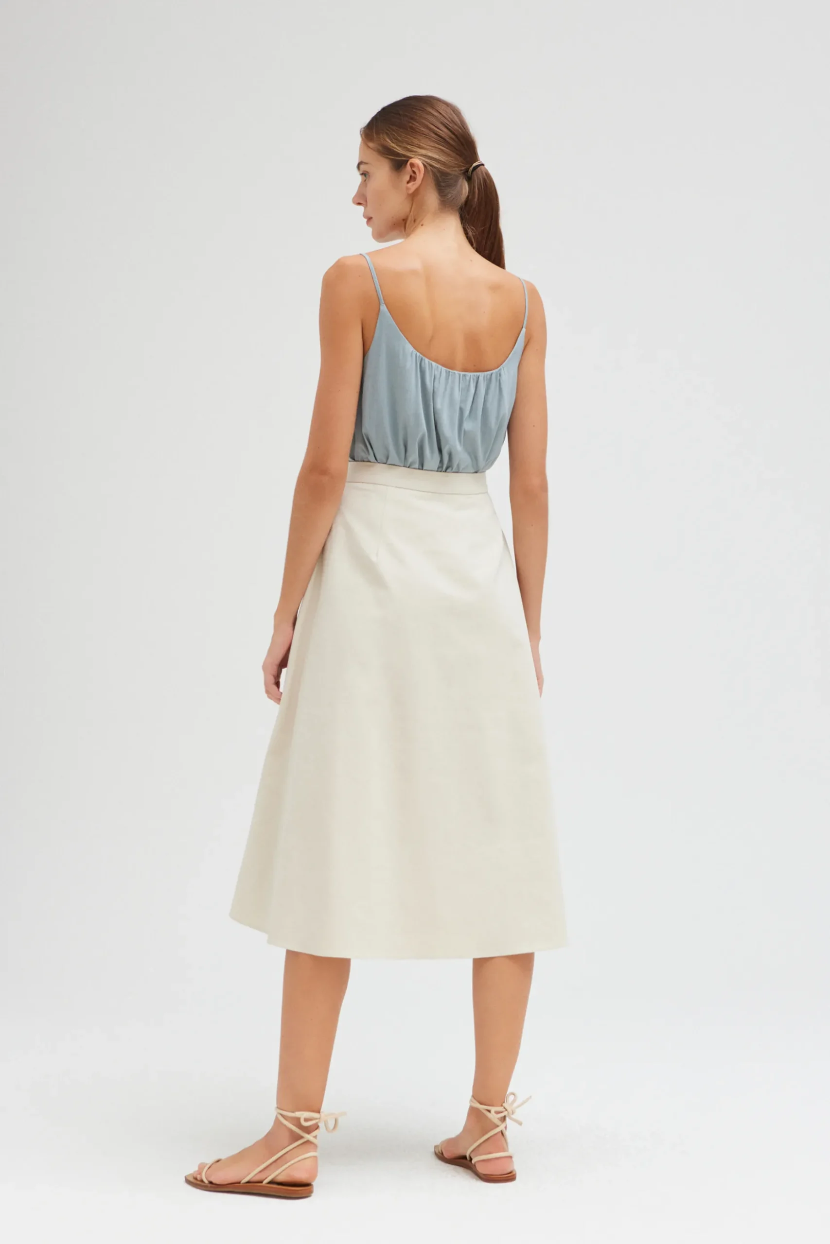 A-line Cotton Midi Skirt