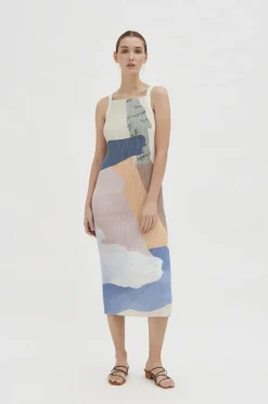 Analogue Pleated Column Dress