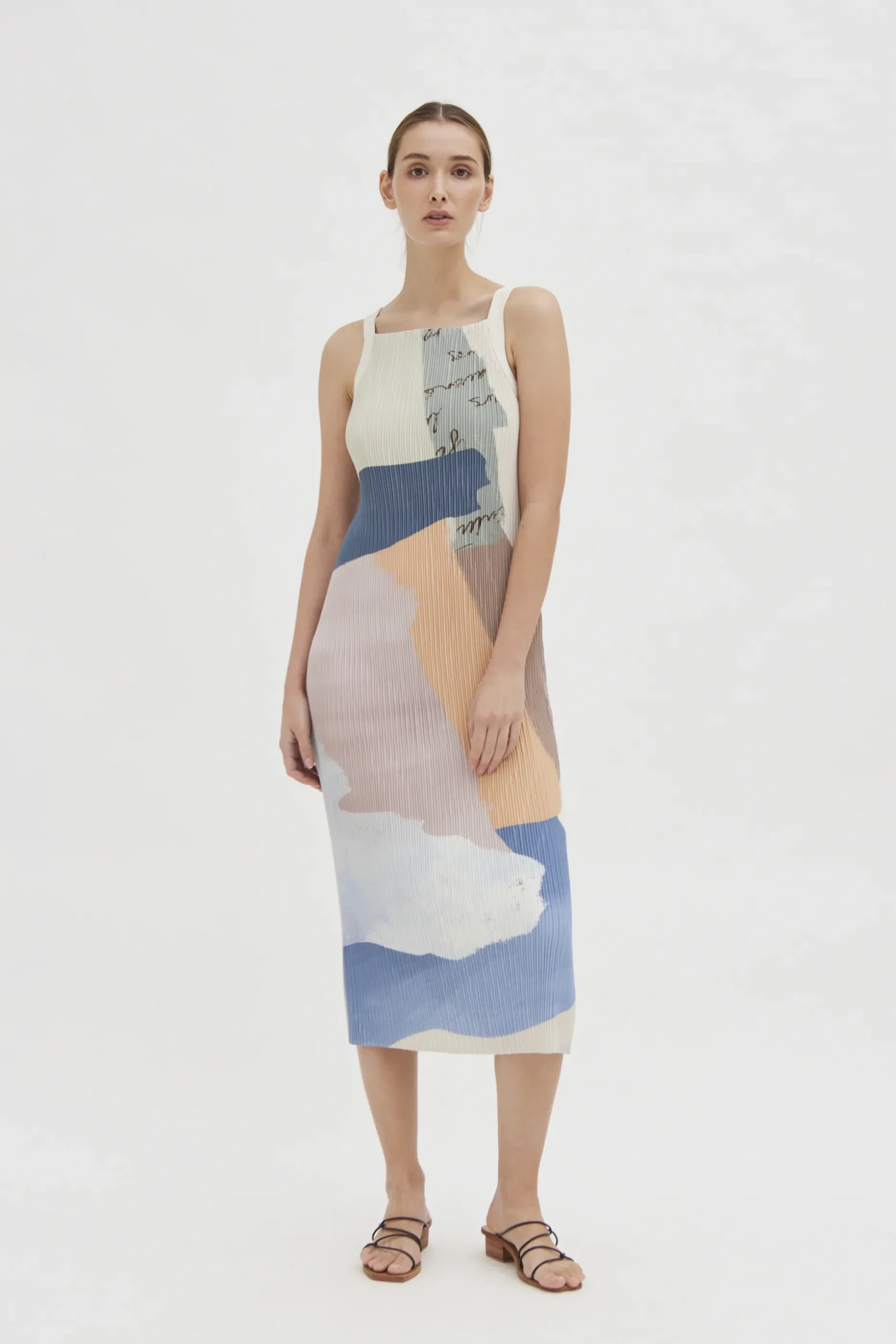 Analogue Pleated Column Dress