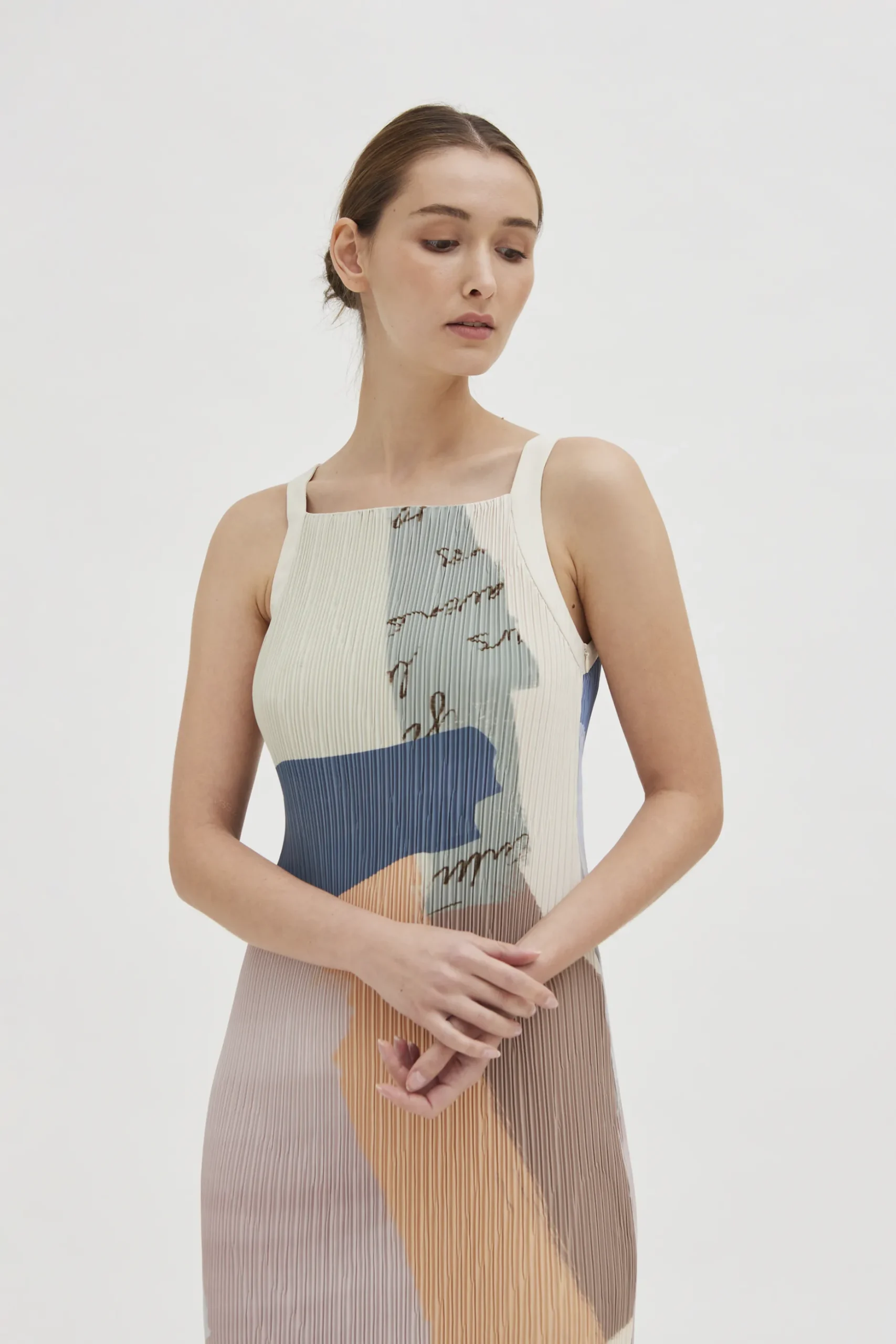 Analogue Pleated Column Dress