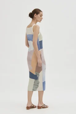 Analogue Pleated Column Dress