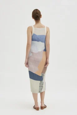 Analogue Pleated Column Dress