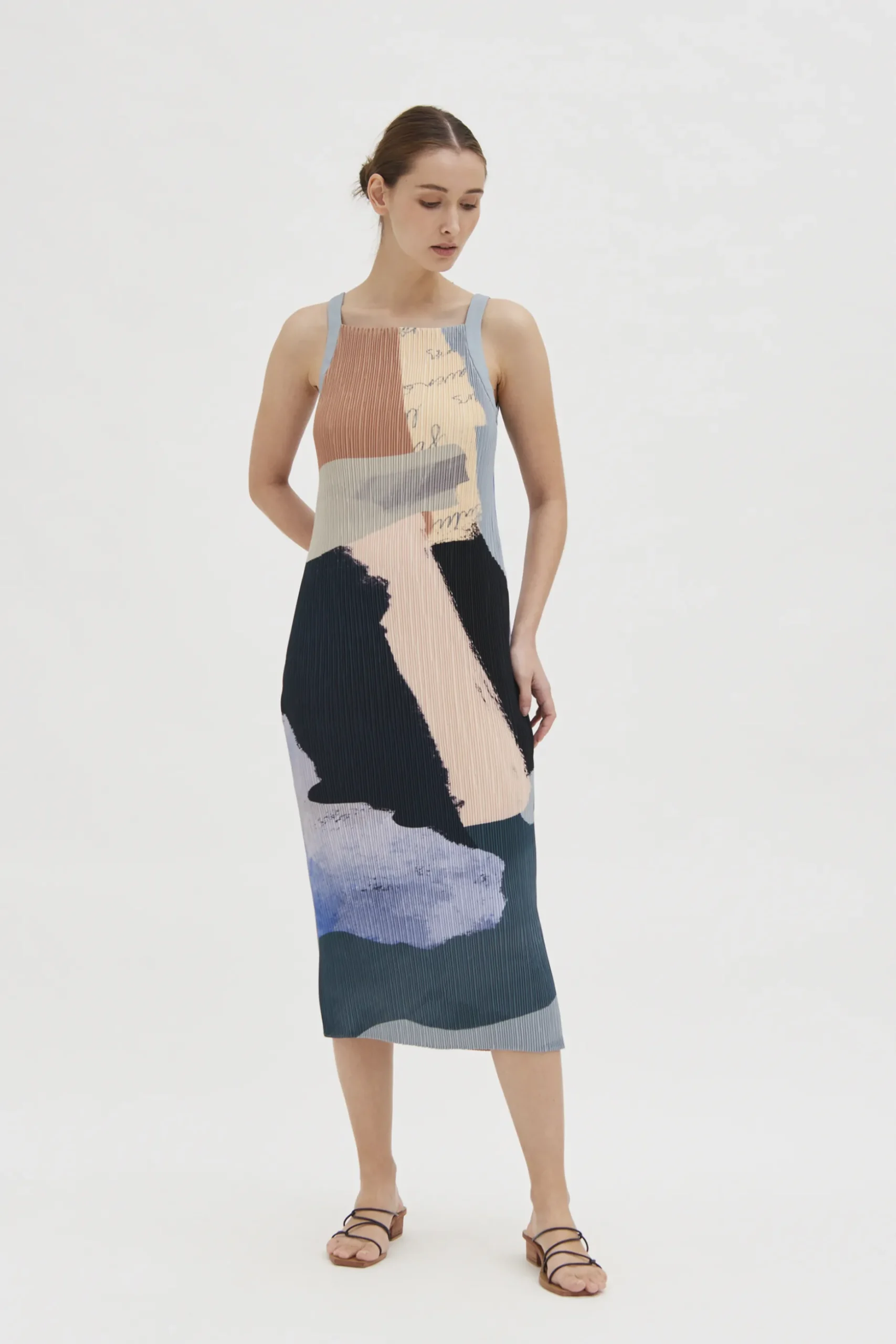 Analogue Pleated Column Dress