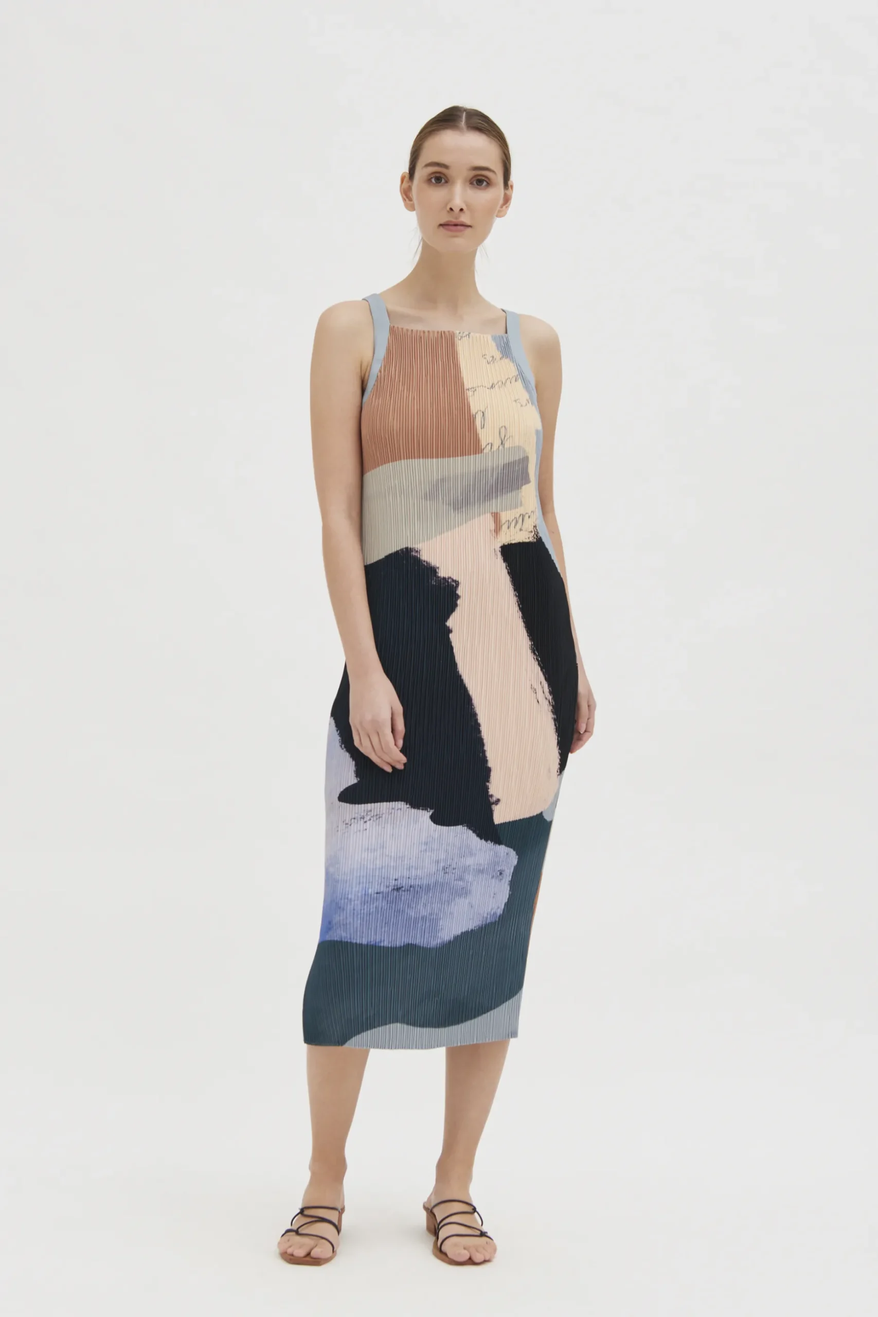 Analogue Pleated Column Dress