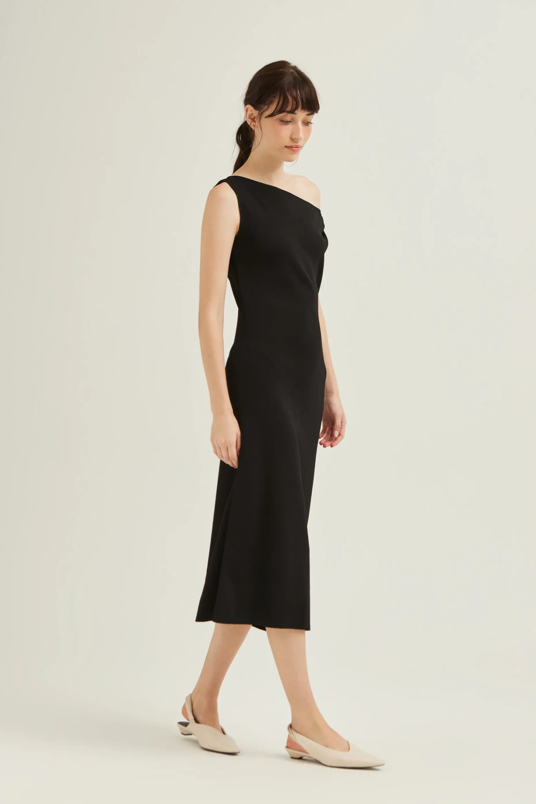 Boat-Neck Knit Midi Dress