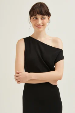 Boat-Neck Knit Midi Dress