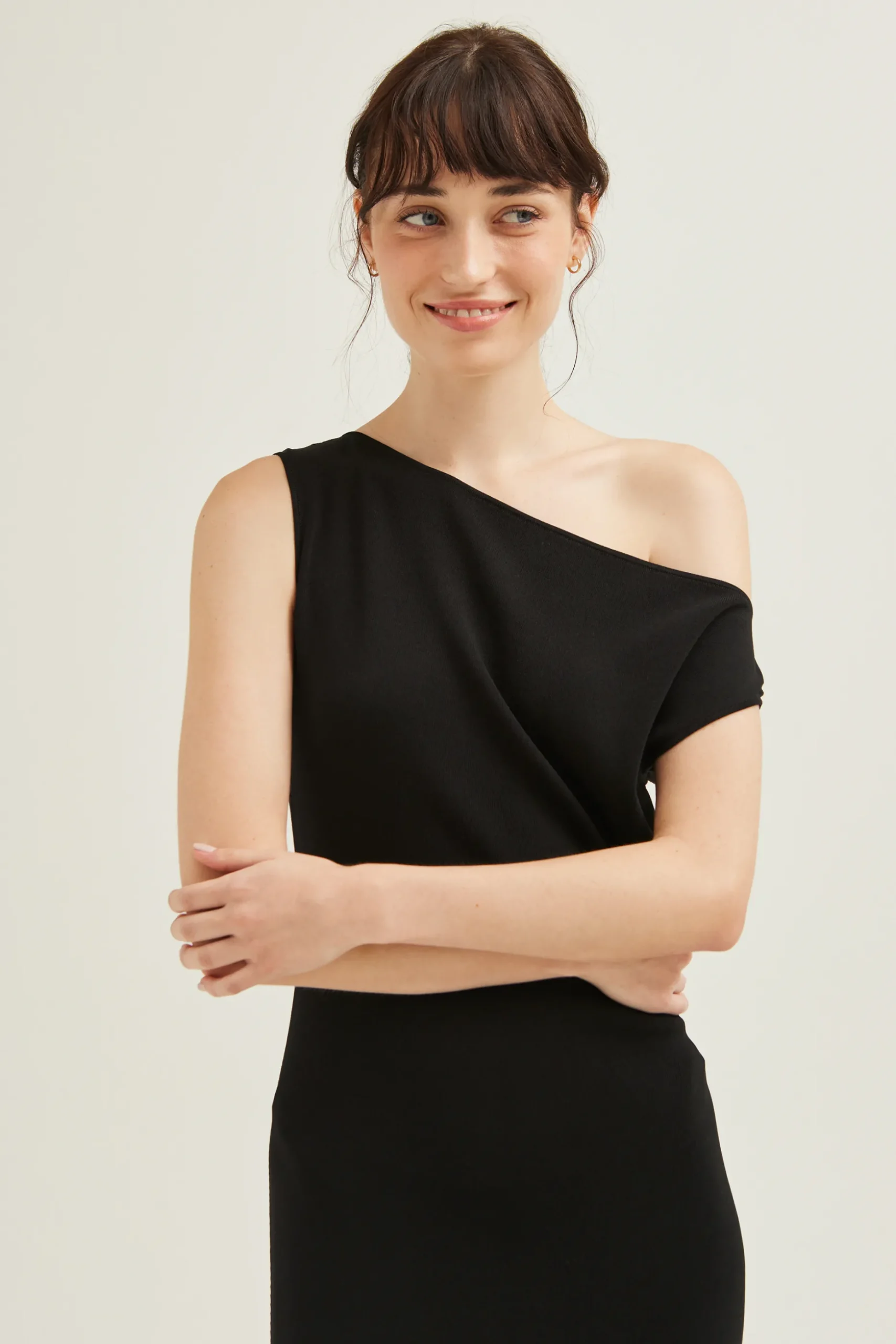 Boat-Neck Knit Midi Dress