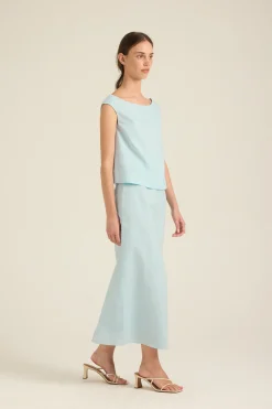 Boat-Neck Linen Top