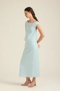 Boat-Neck Linen Top