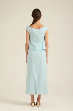 Boat-Neck Linen Top