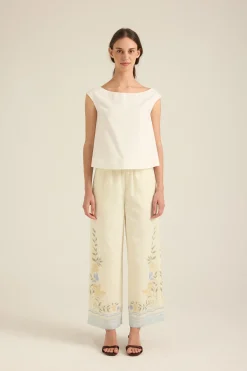 Boat-Neck Linen Top