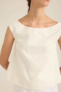 Boat-Neck Linen Top