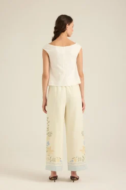 Boat-Neck Linen Top