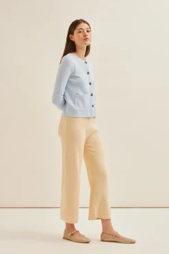 Bouclé Knit Full-Length Pants