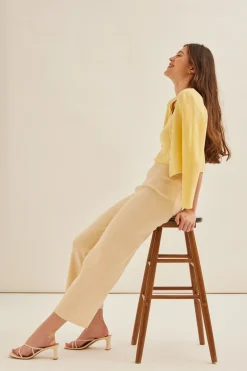 Bouclé Knit Full-Length Pants