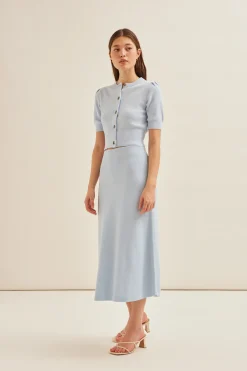 Bouclé Knit Midi Skirt
