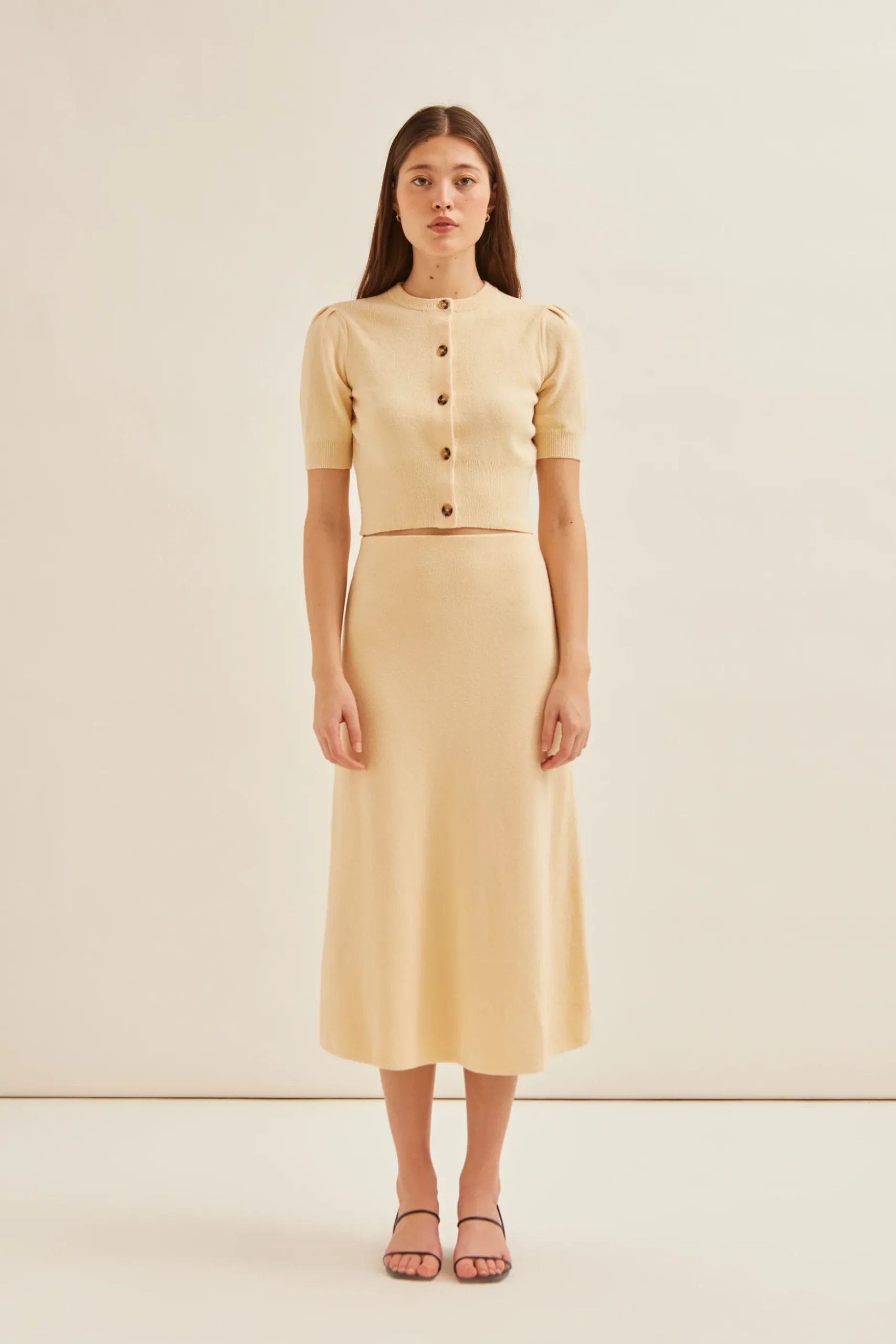 Bouclé Knit Midi Skirt