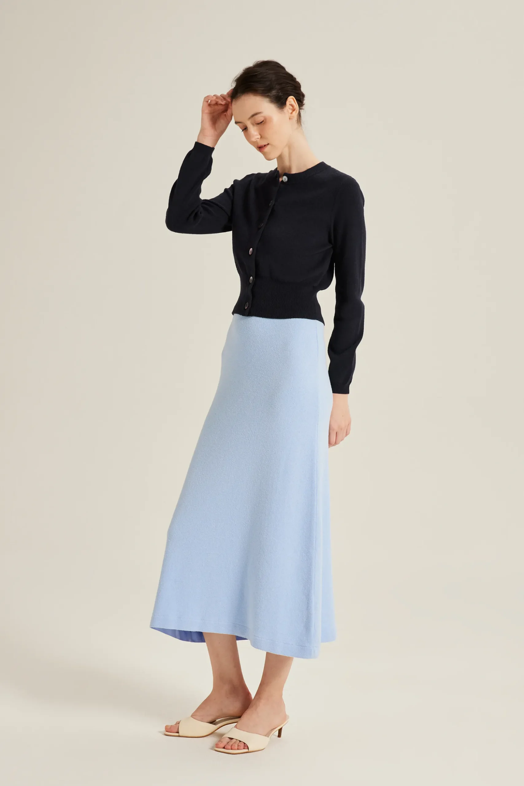Bouclé Knit Midi Slip Skirt