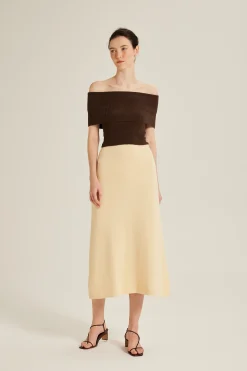 Bouclé Knit Midi Slip Skirt
