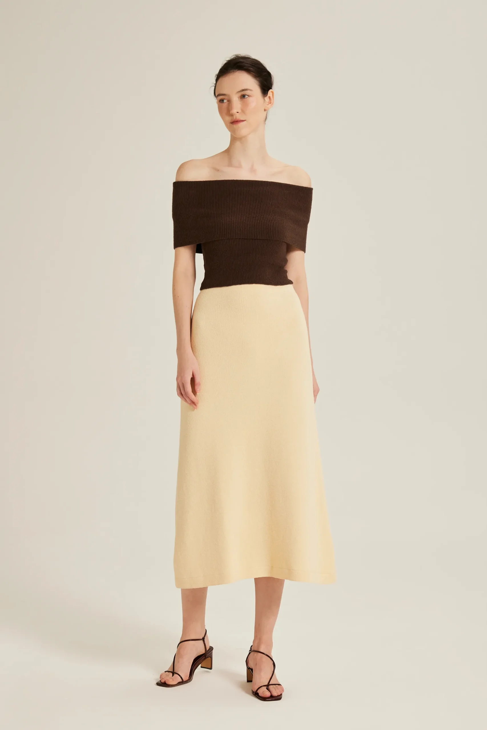 Bouclé Knit Midi Slip Skirt