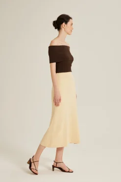 Bouclé Knit Midi Slip Skirt