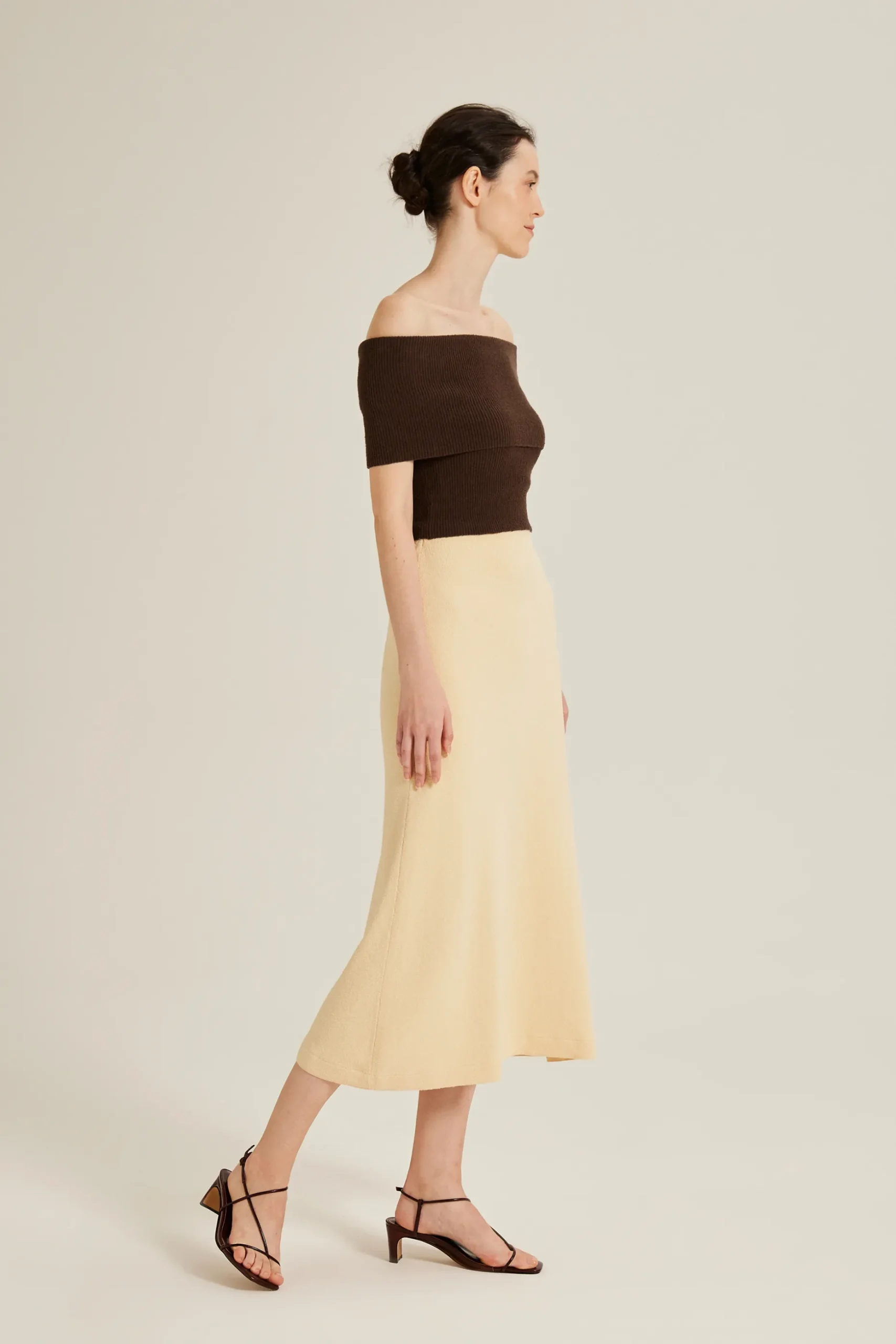 Bouclé Knit Midi Slip Skirt