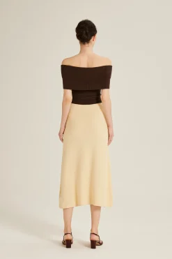 Bouclé Knit Midi Slip Skirt