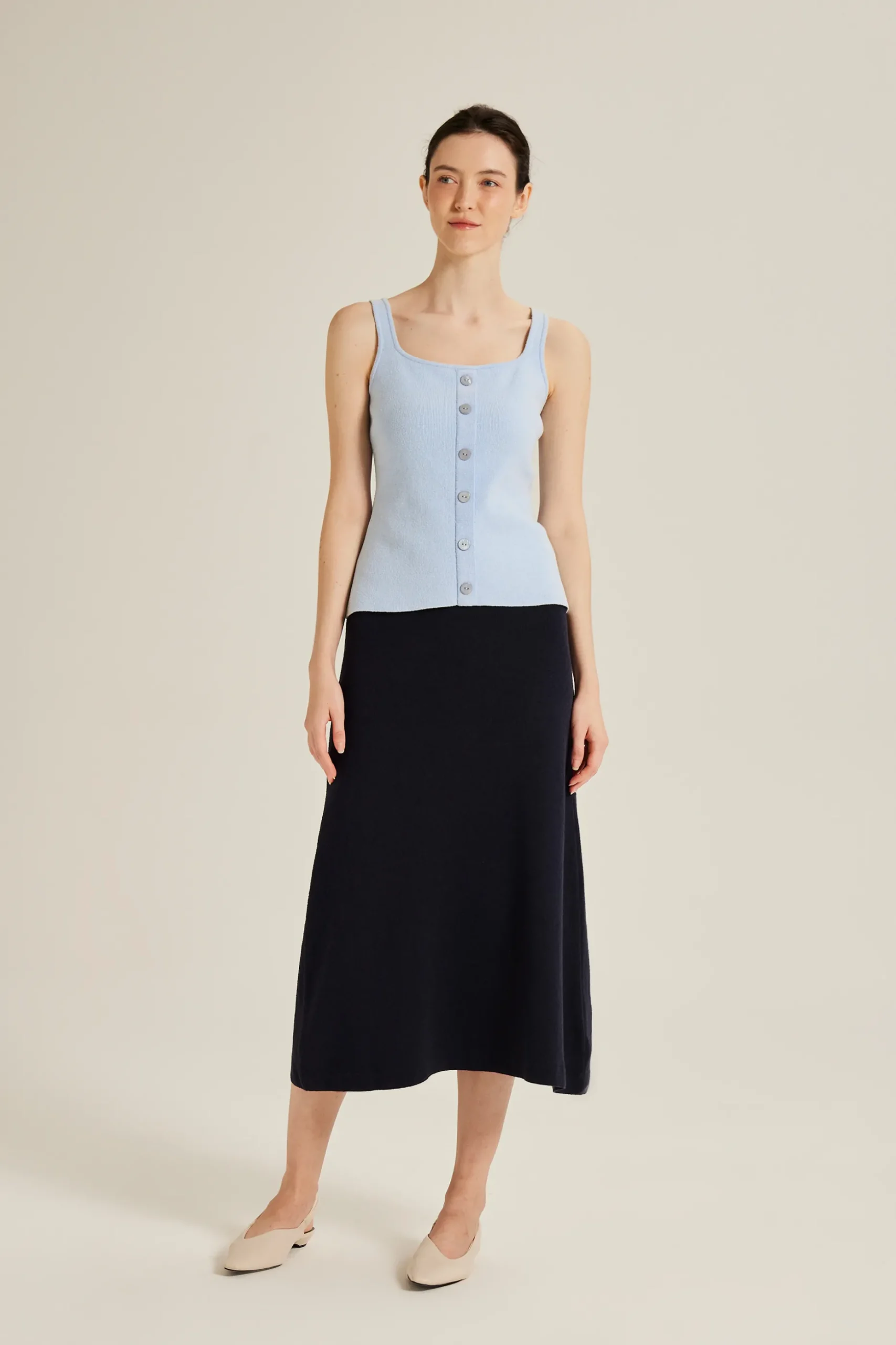 Bouclé Knit Square Neck Vest
