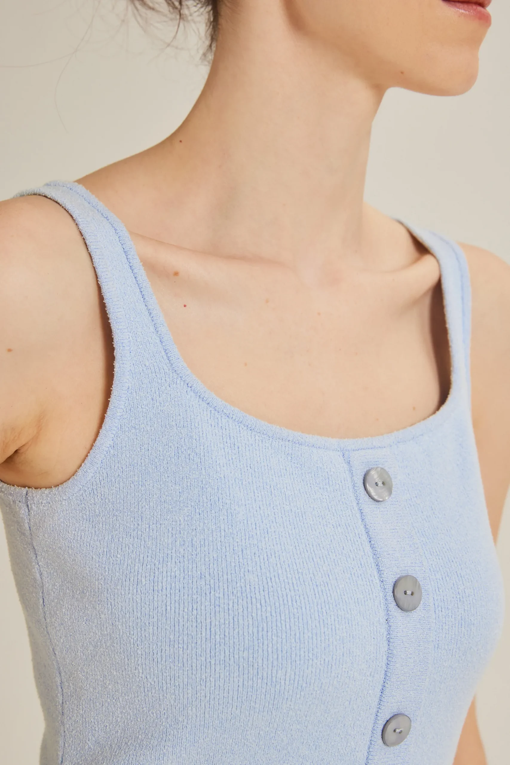 Bouclé Knit Square Neck Vest