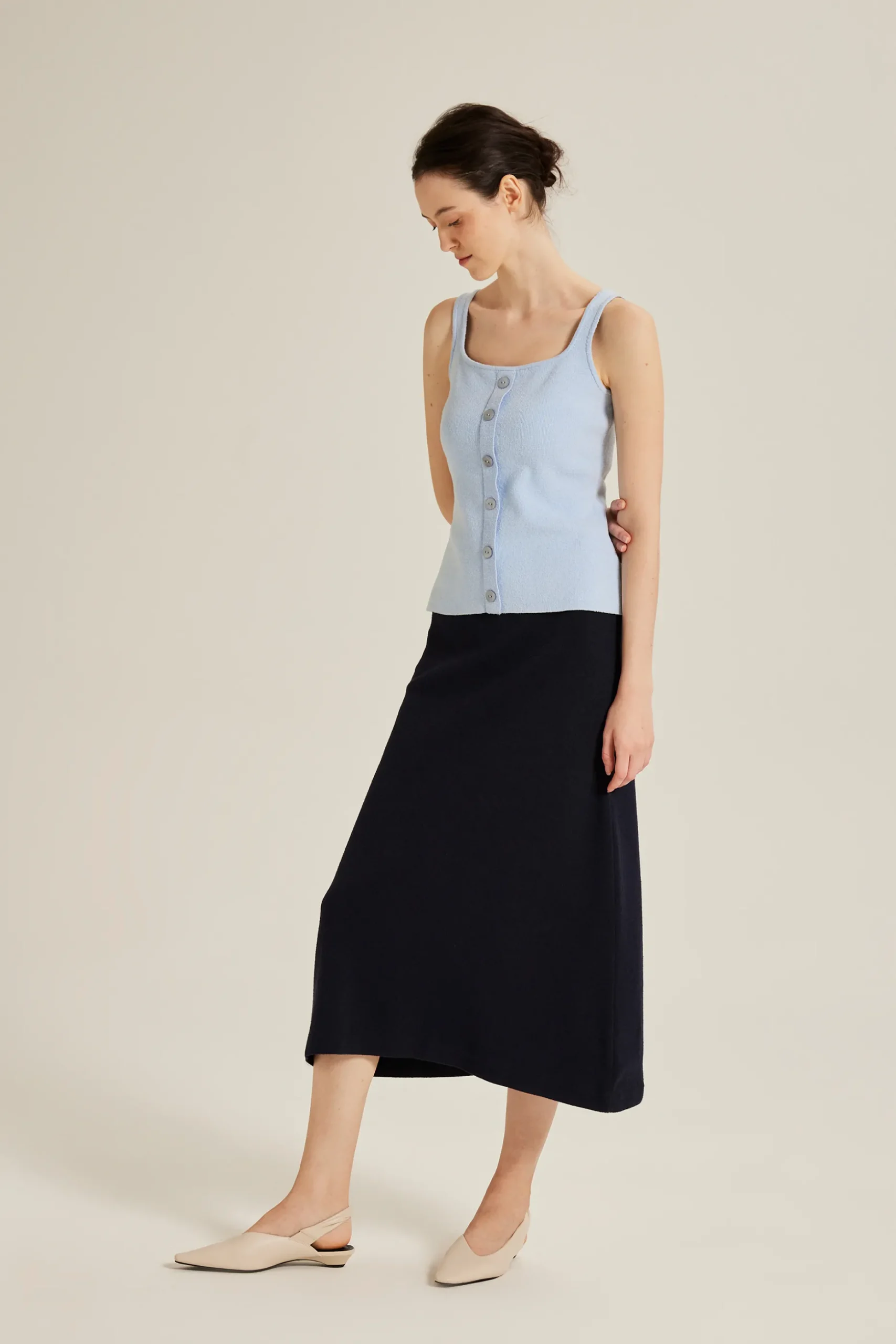 Bouclé Knit Square Neck Vest