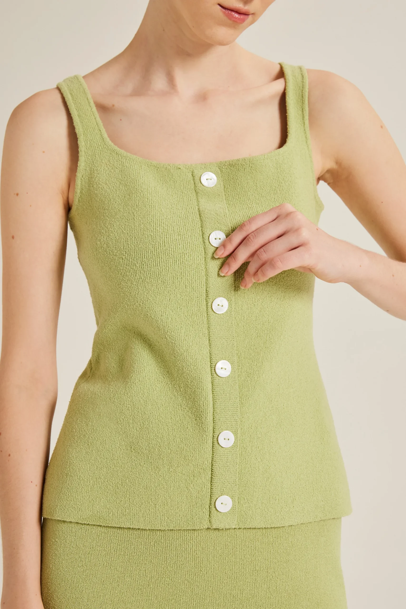 Bouclé Knit Square Neck Vest