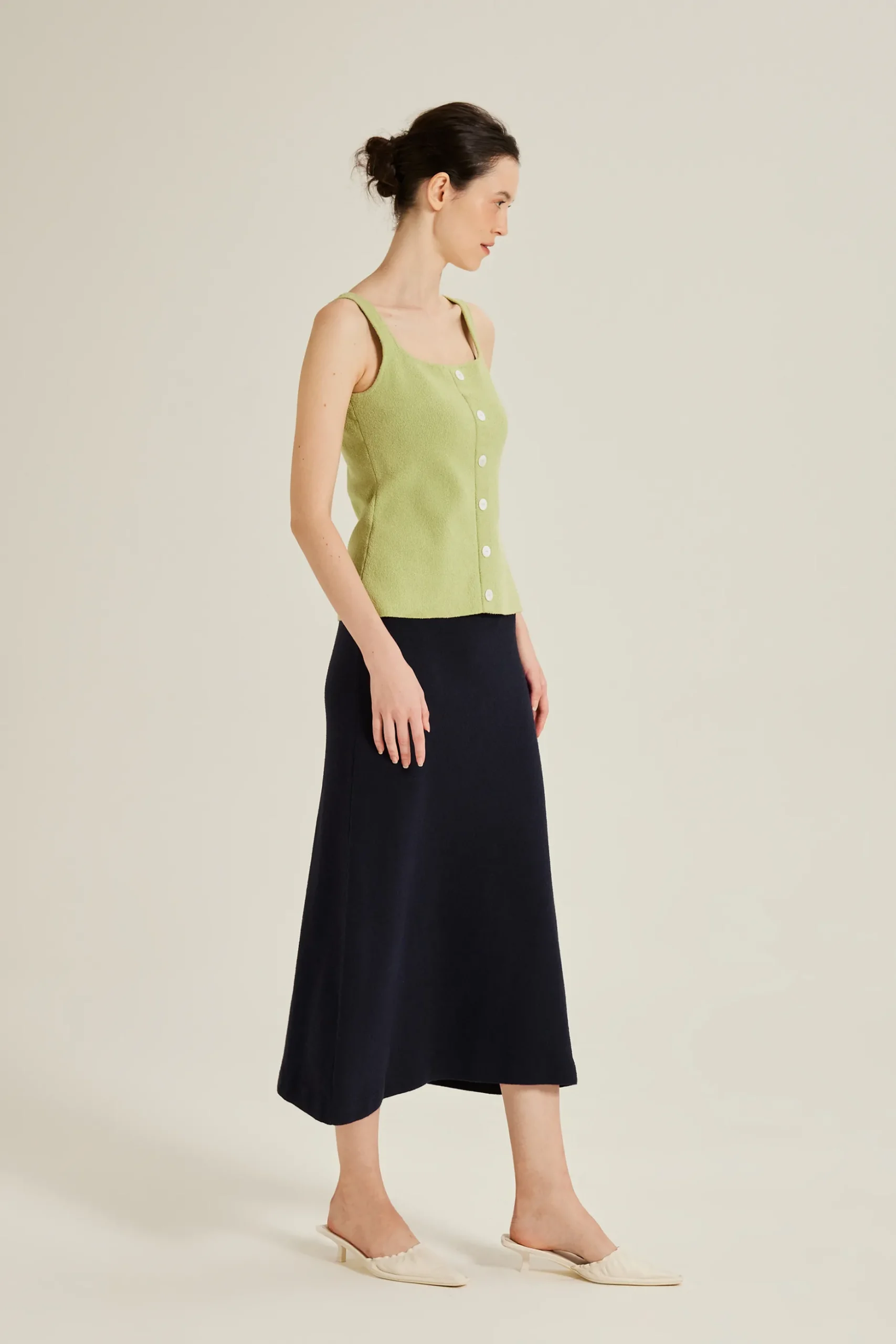 Bouclé Knit Square Neck Vest