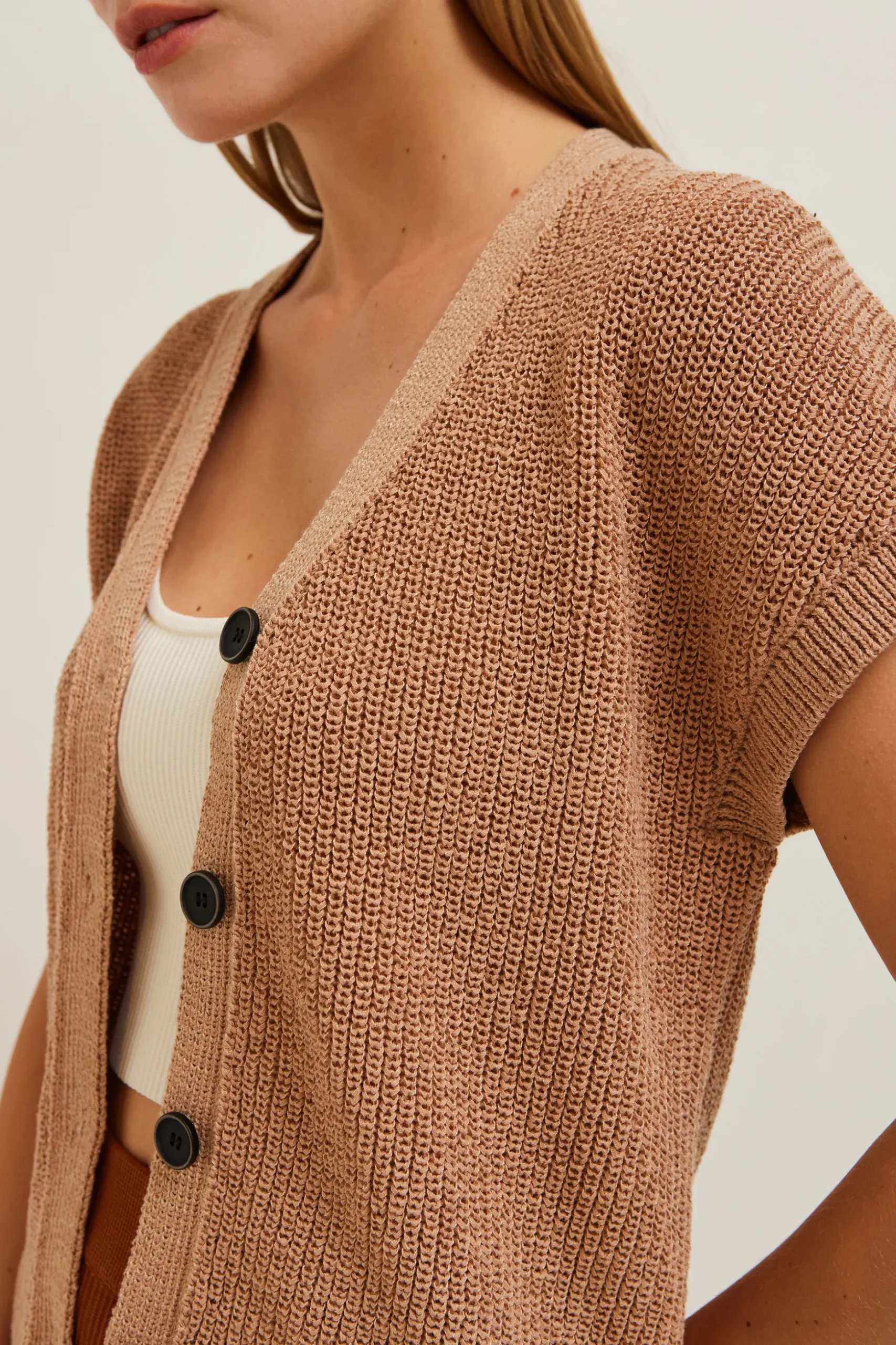 Button Down Chunky Knit Vest