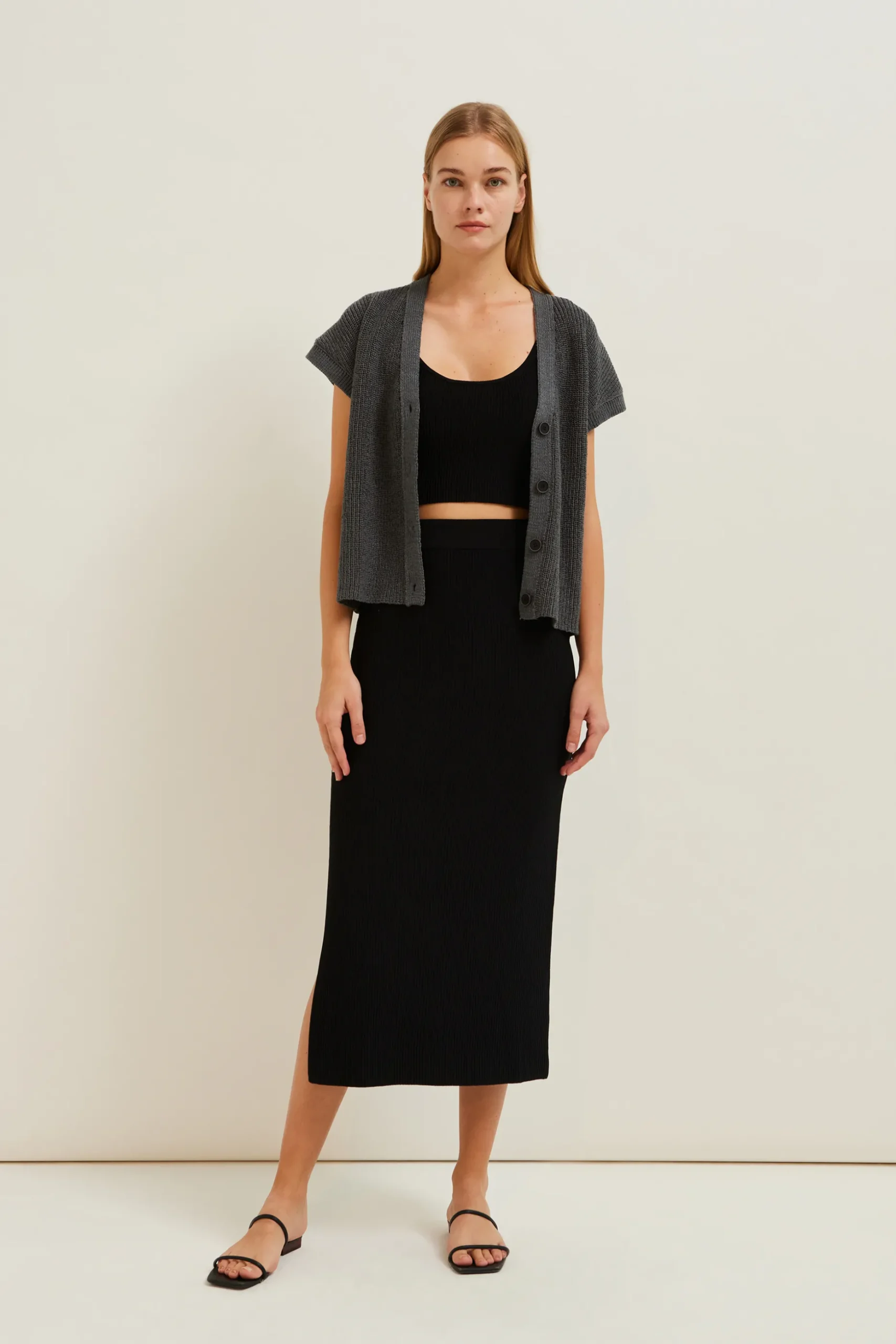 Button Down Chunky Knit Vest