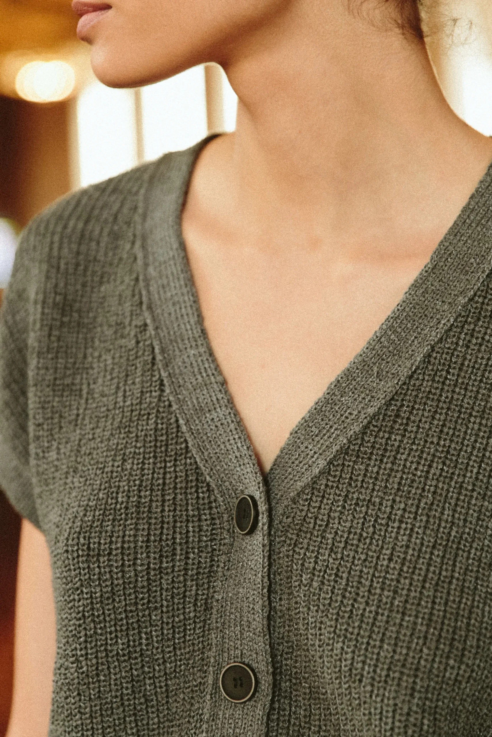 Button Down Chunky Knit Vest