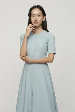 Contrast Button Midi Dress