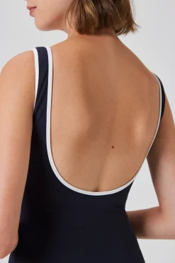 Contrast Open-Back Swimsuit