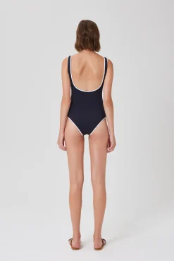 Contrast Open-Back Swimsuit