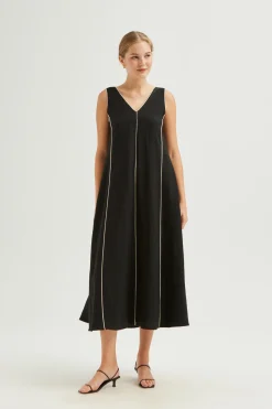 Contrast Piped Maxi Dress