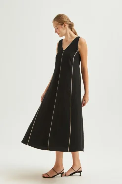 Contrast Piped Maxi Dress