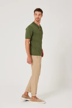 Contrast Placket Knit Top