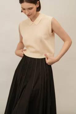 Contrast Stitch Midi Skirt