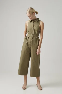 Cotton Belted Jumpsuit