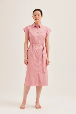 Cotton Button-Down Midi Shirt Dress